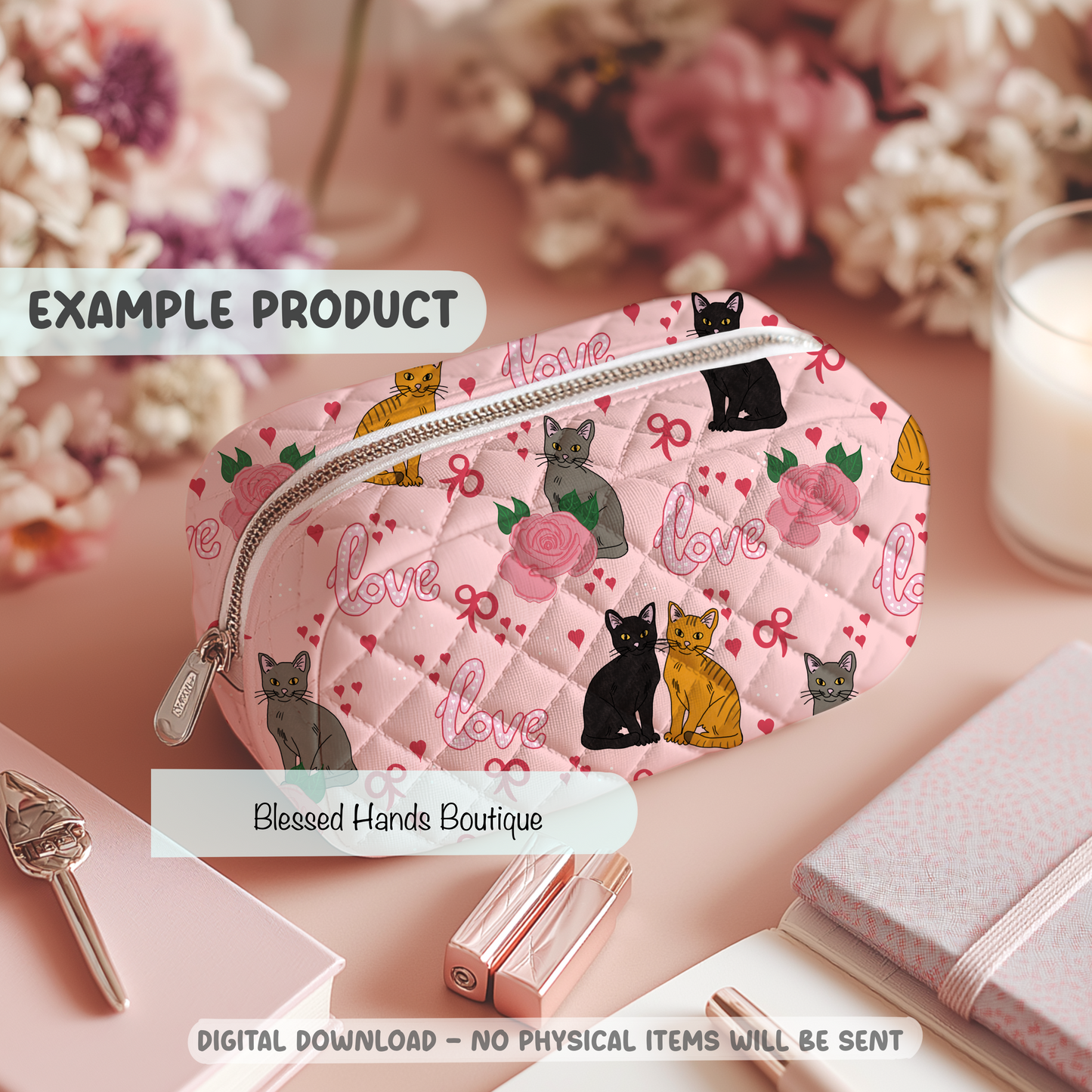 Hand‑Drawn Cat Seamless Pattern PNG | Coquette Kitty & Bow Digital Paper for Sublimation, Valentine’s Day Aesthetic (Copy)