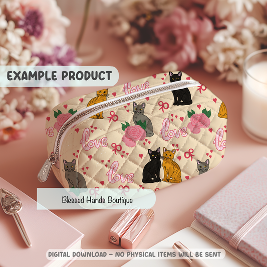 Hand‑Drawn Cat Seamless Pattern PNG | Coquette Kitty & Bow Digital Paper for Sublimation, Valentine’s Day Aesthetic (Copy) (Copy)