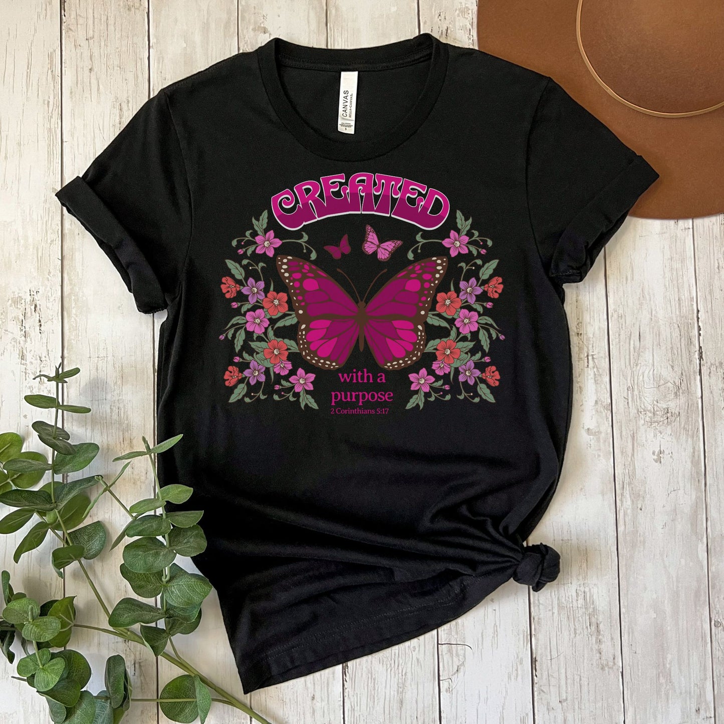 Created With A Purpose Christian Apparel gifts for women, Bible Verse Shirt, Christian Gifts, Christian Streetwear, Bible Verse Tee, Christian Floral Bible Shirt