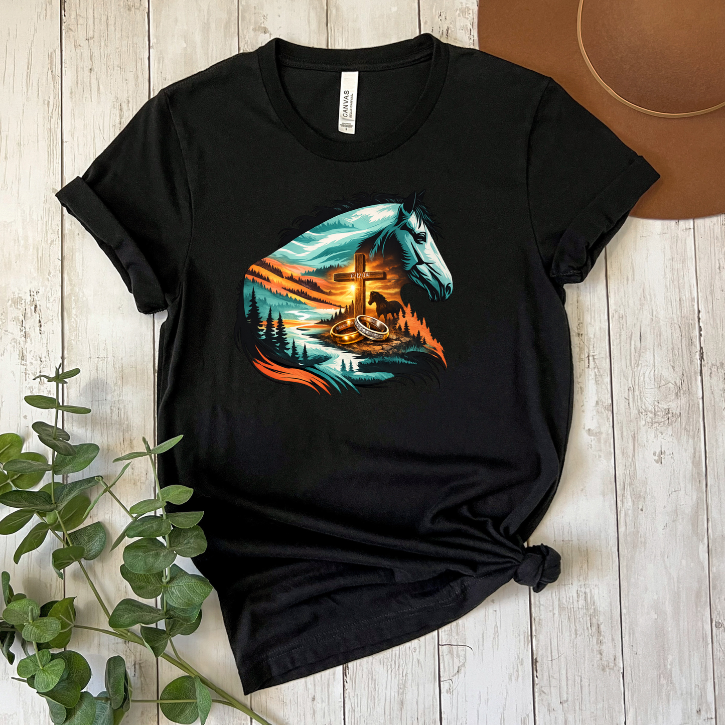 Horse with Cross and Wedding Bands T-Shirts