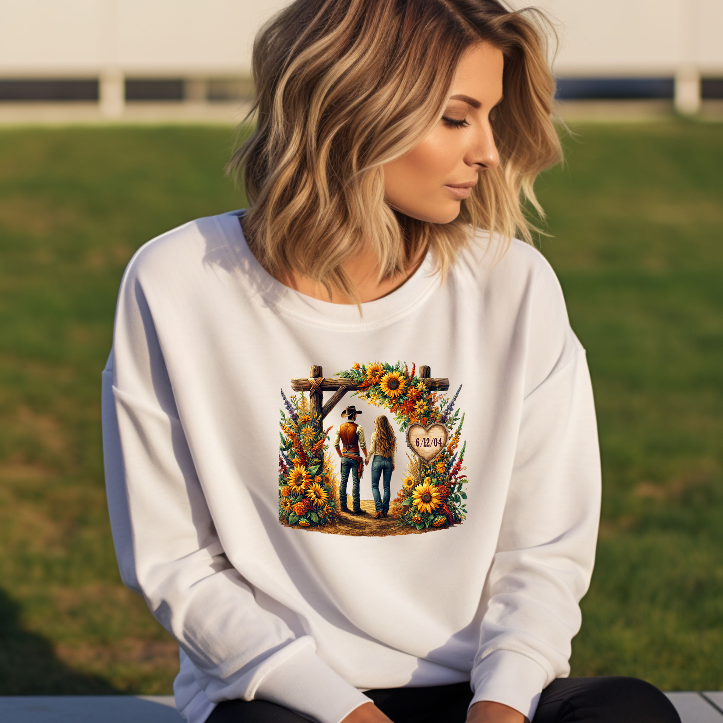 Cowboy and Cowgirl with Flowers