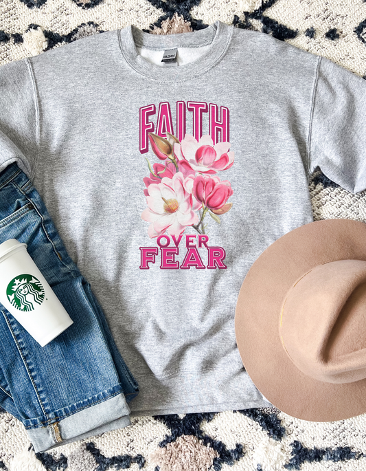 Faith Over Fear Christian Apparel gifts for women, Bible Verse Shirtshirt, Christian Gifts, Christian Streetwear, Bible Verse Crewneck, Floral Crewneck