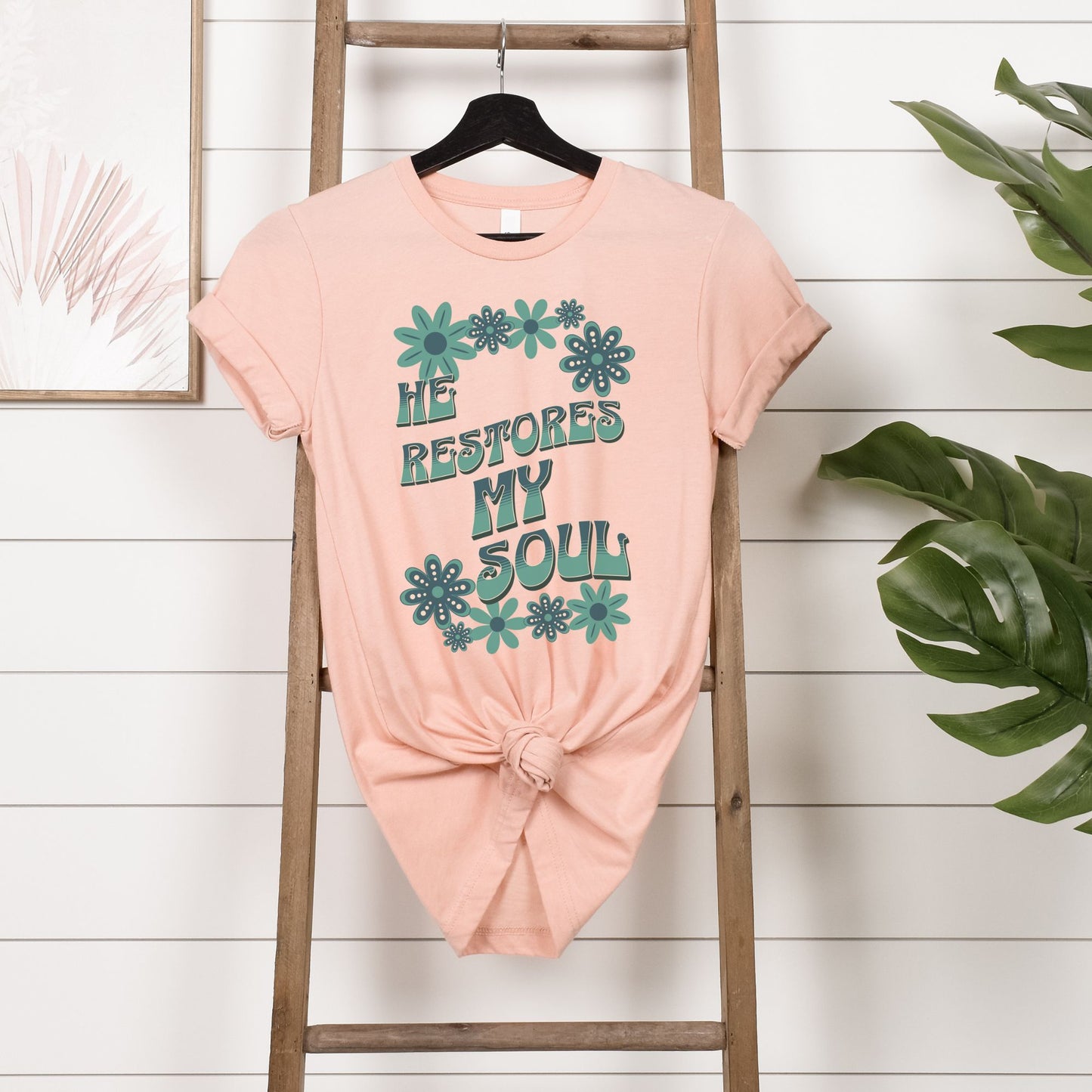 He Restores My Soul Christian Apparel gifts for women, Bible Verse Shirt, Christian Gifts, Christian Streetwear, Bible Verse Christian, Floral Bible Shirt