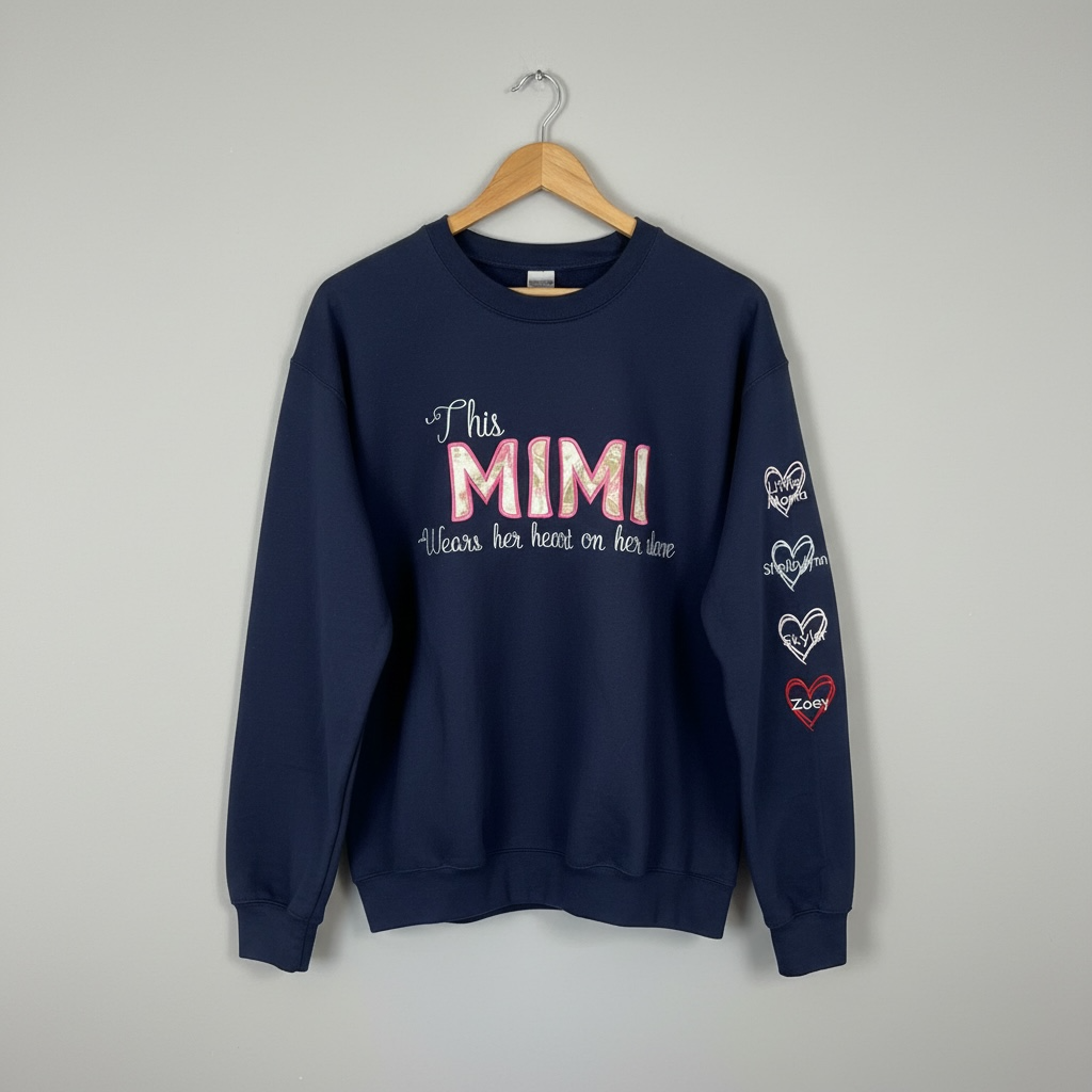 This Mini Wears her Heart on the sleeve Embroidered Hoodie
