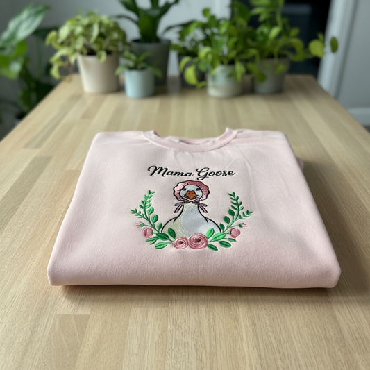 Mama Goose Embroidery Crewneck Sweaters