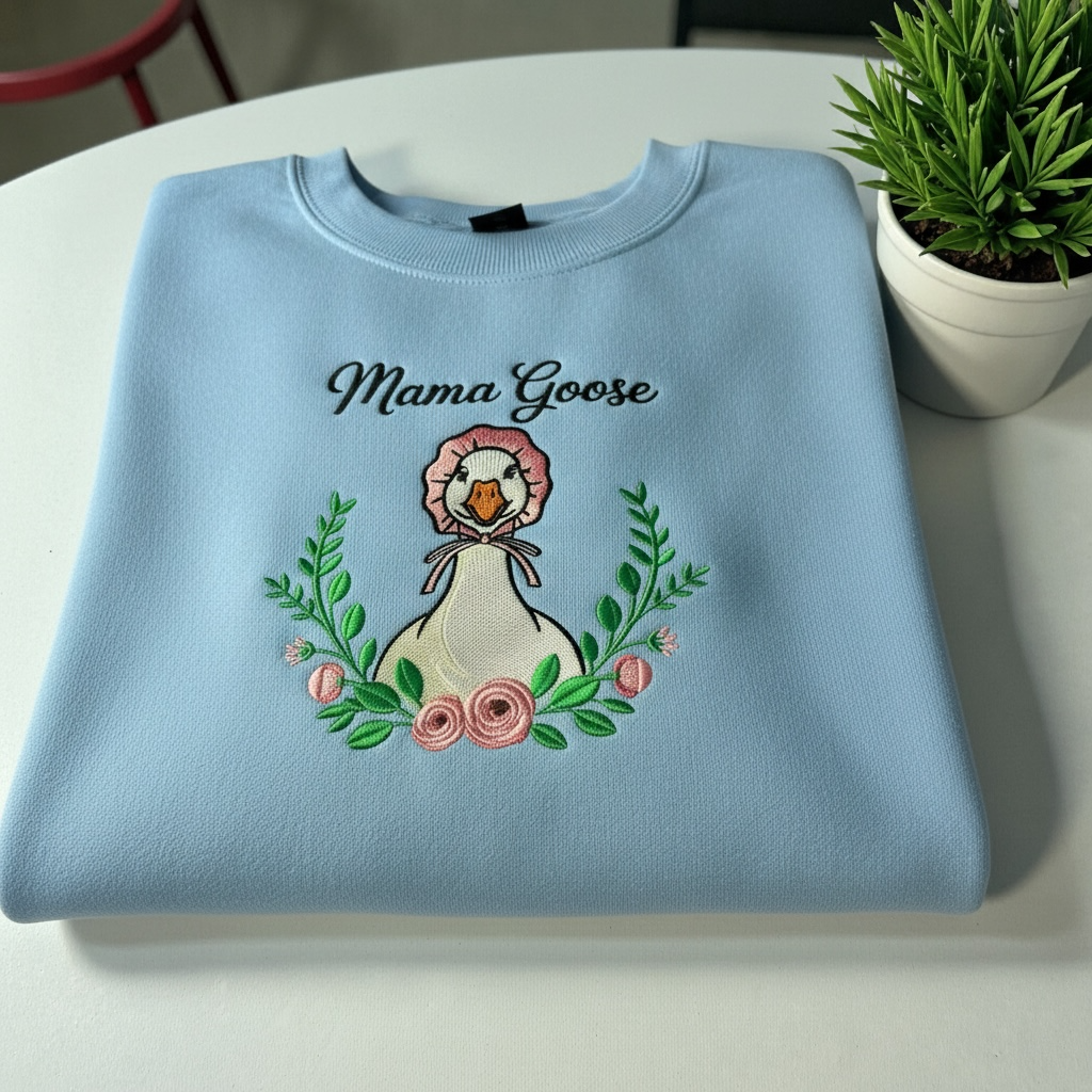 Mama Goose Embroidery Crewneck Sweaters