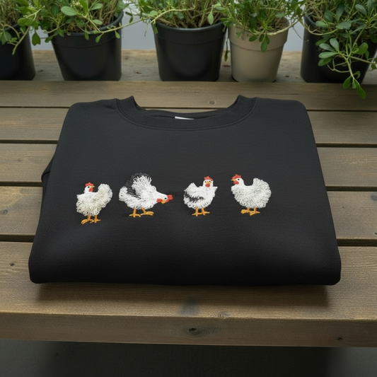 Chicken Embroidery Crewneck Sweaters