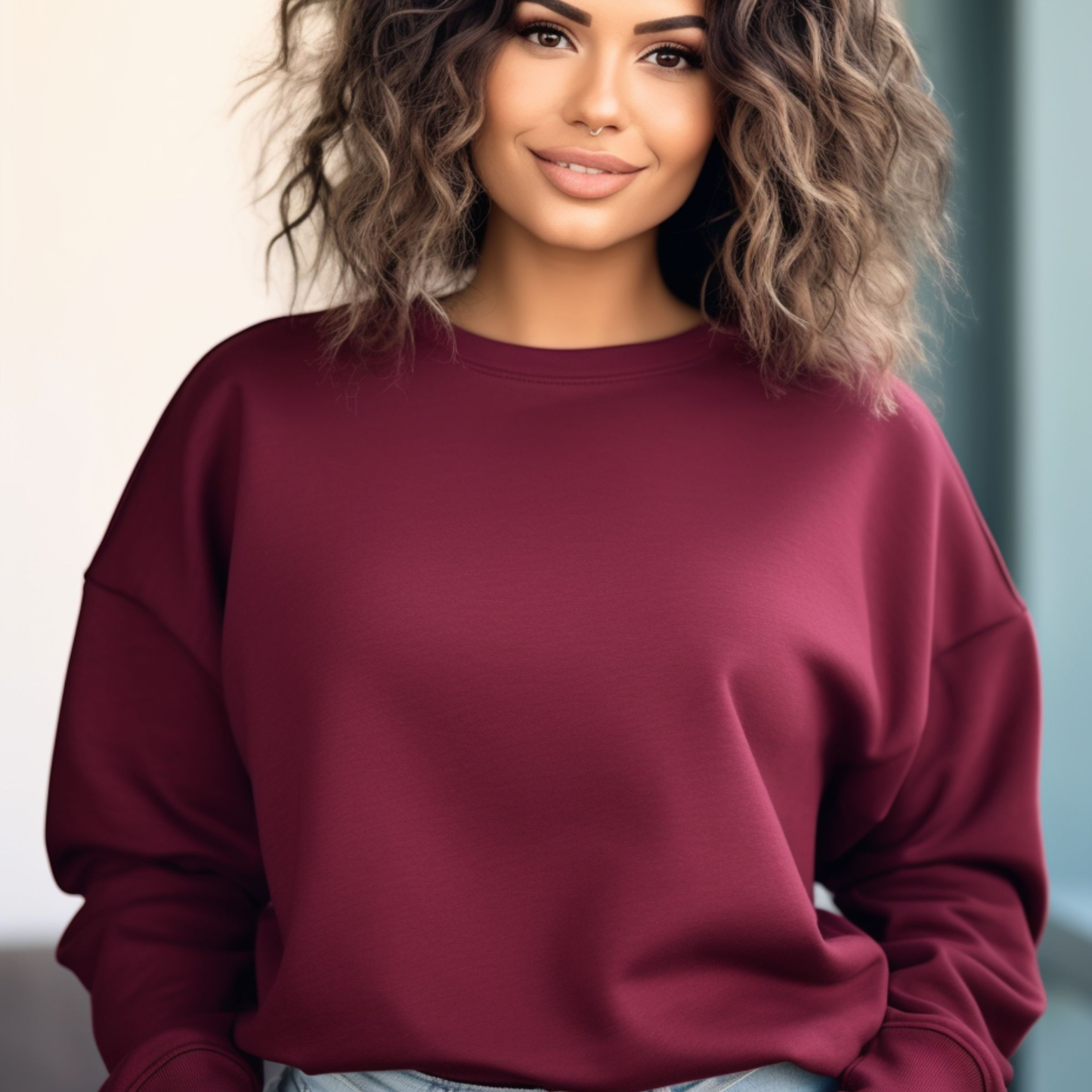 Sheep Embroidery Crewneck Sweaters