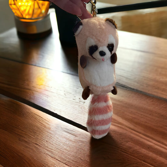 Pink raccoon keychain