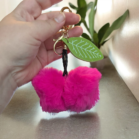 Hot Pink Cherries Keychains