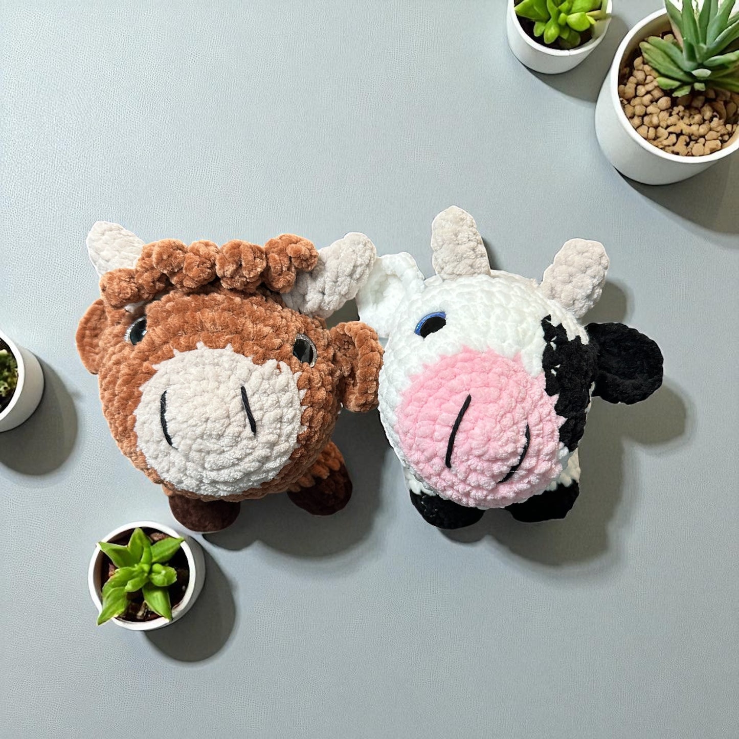 crochet mini blueberry cow