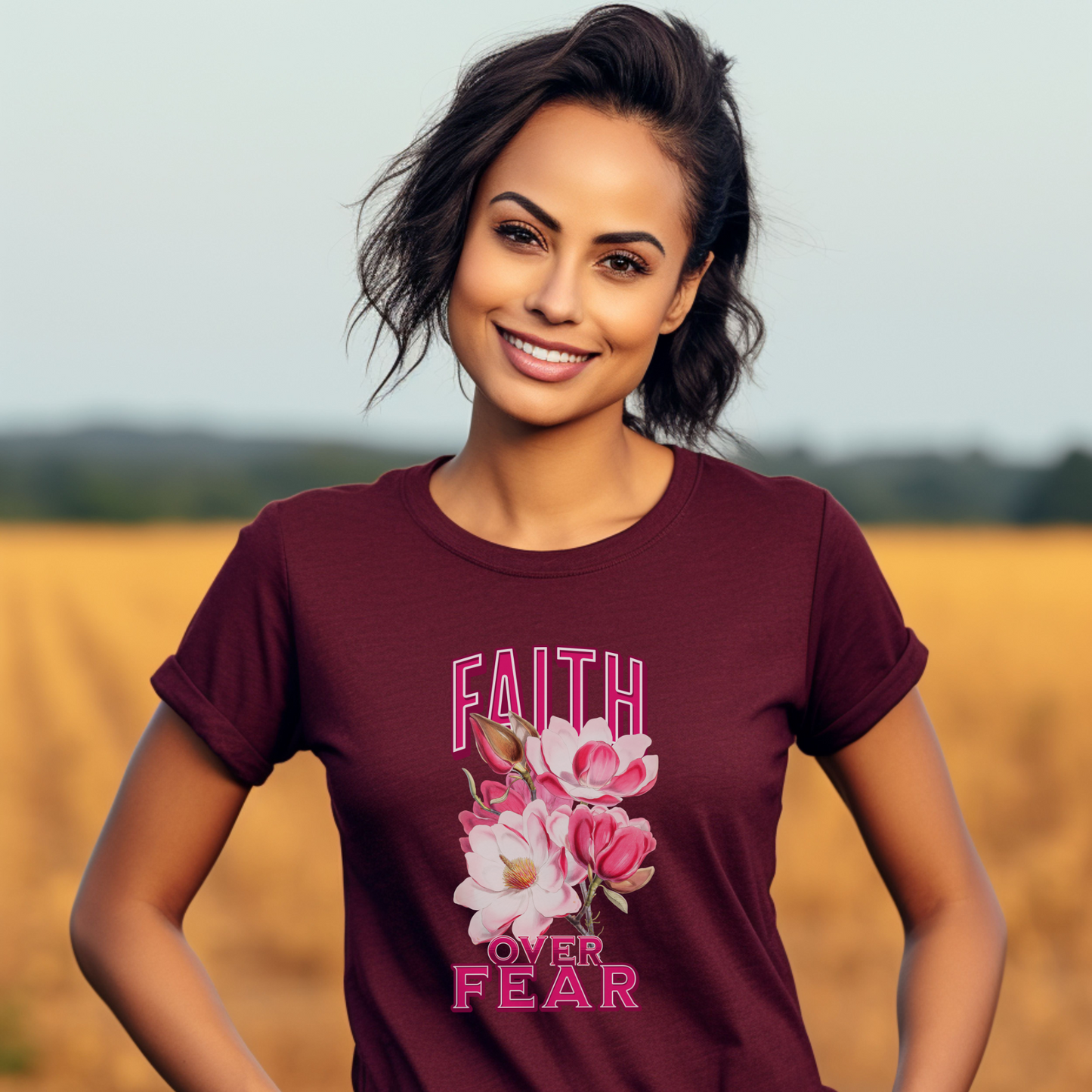 Faith Over Fear Christian Apparel gifts for women, Bible Verse Shirt, Christian Gifts, Christian Streetwear, Bible Verse Christian Floral Bible Shirt