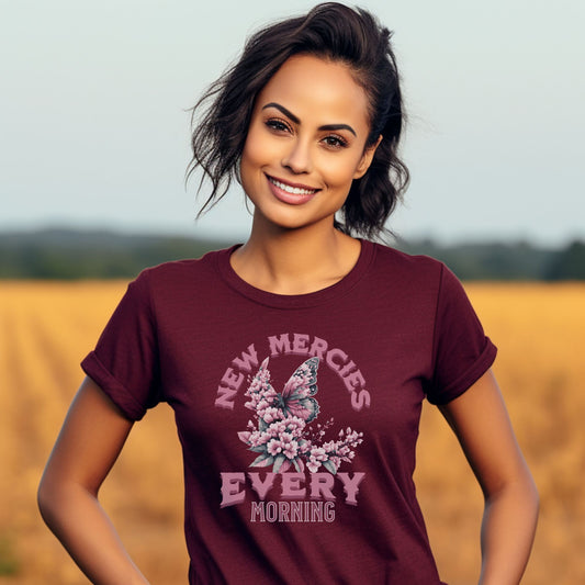 New Mercies Every Morning Christian Apparel gifts for women, Bible Verse Shirt, Christian Gifts, Christian Streetwear, Bible Verse Tee, Christian Floral Bible Shirt