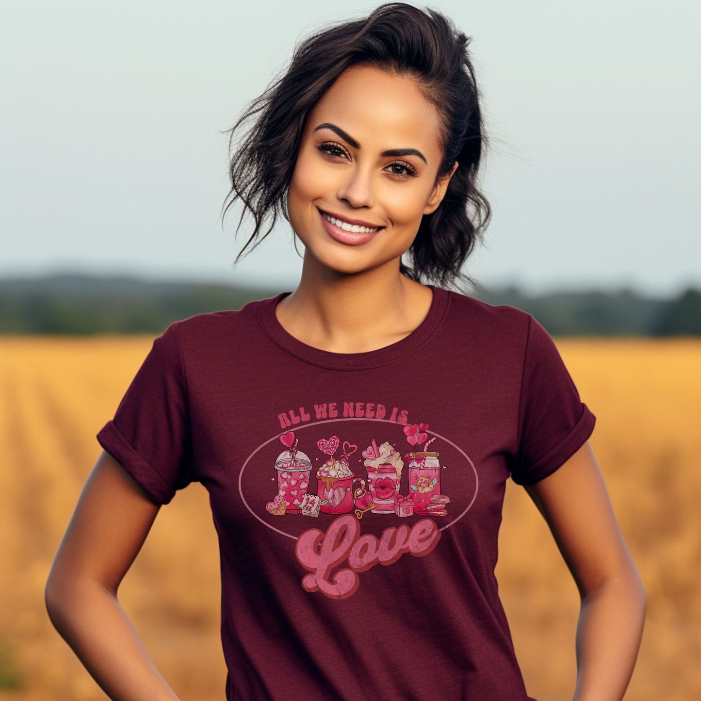 All You Need Is Love Valentines Day Coffee Shirt, Coffee T-Shirt, Valentines Day Gifts for Her, Valentines Day Shirt