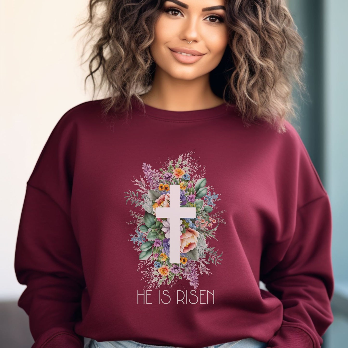 He Is Risen Christian Apparel gifts for women, Bible Verse Shirtshirt, Christian Gifts, Christian Streetwear, Bible Verse Crewneck, Floral Crewneck