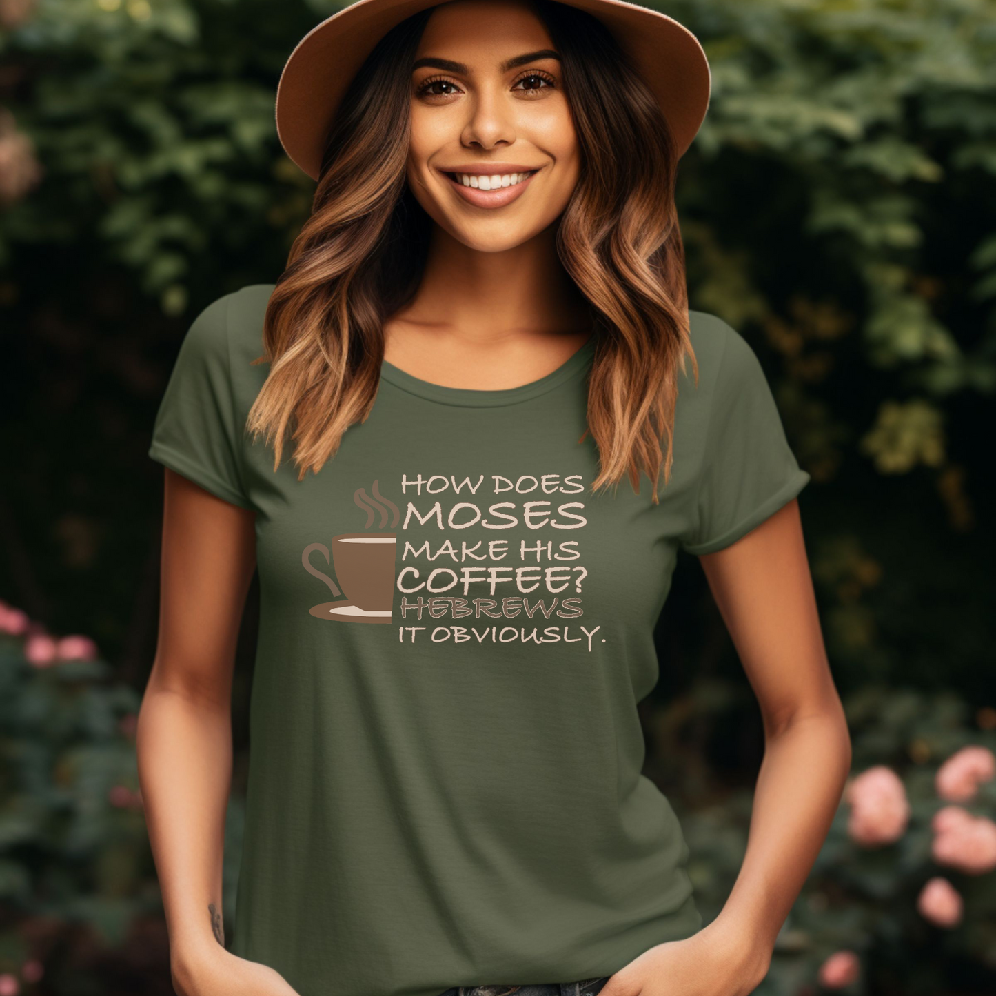 How Does Moses Brew His Coffee, Inspirational T-Shirt, Christian Appeal, Christian T-Shirt, Womens Christian Shirt, Men's Christian Tees