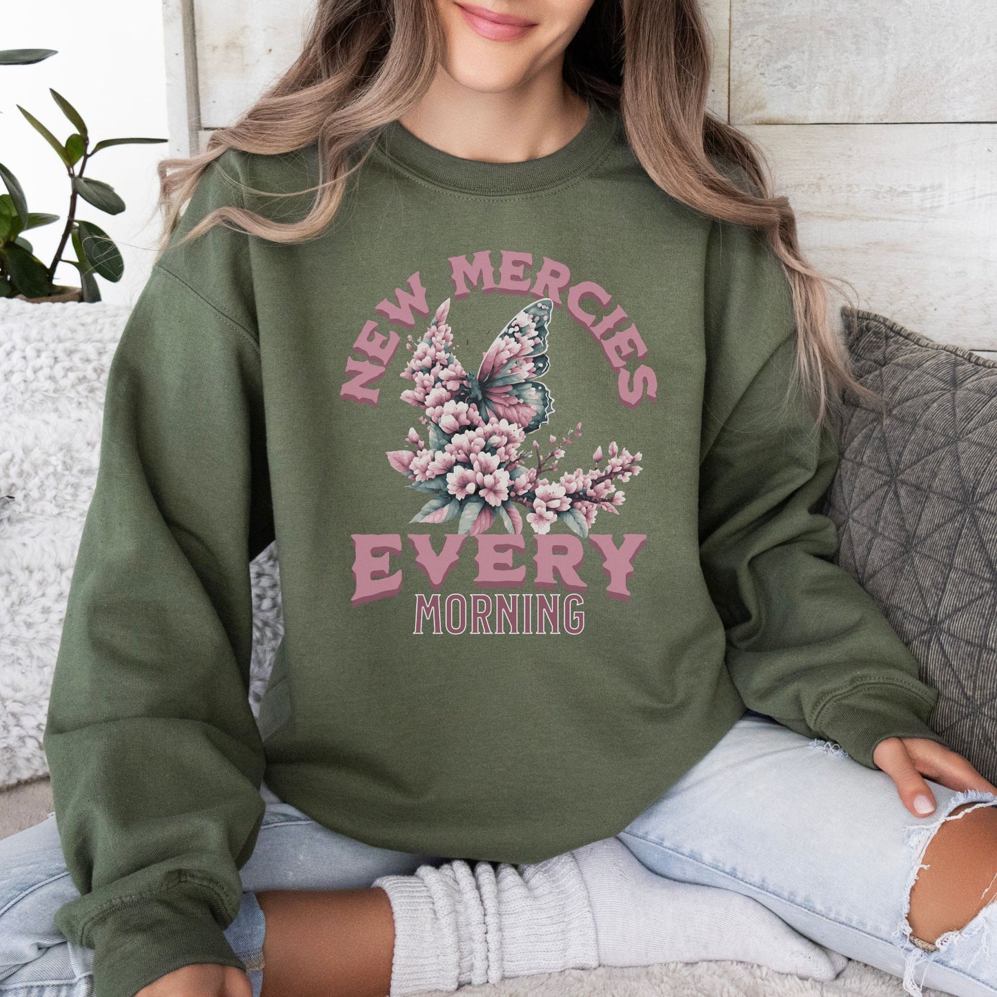 New Mercies Every Morning Christian Apparel gifts for women, Bible Verse Shirtshirt, Christian Gifts, Christian Streetwear, Bible Verse Crewneck, Floral Crewneck