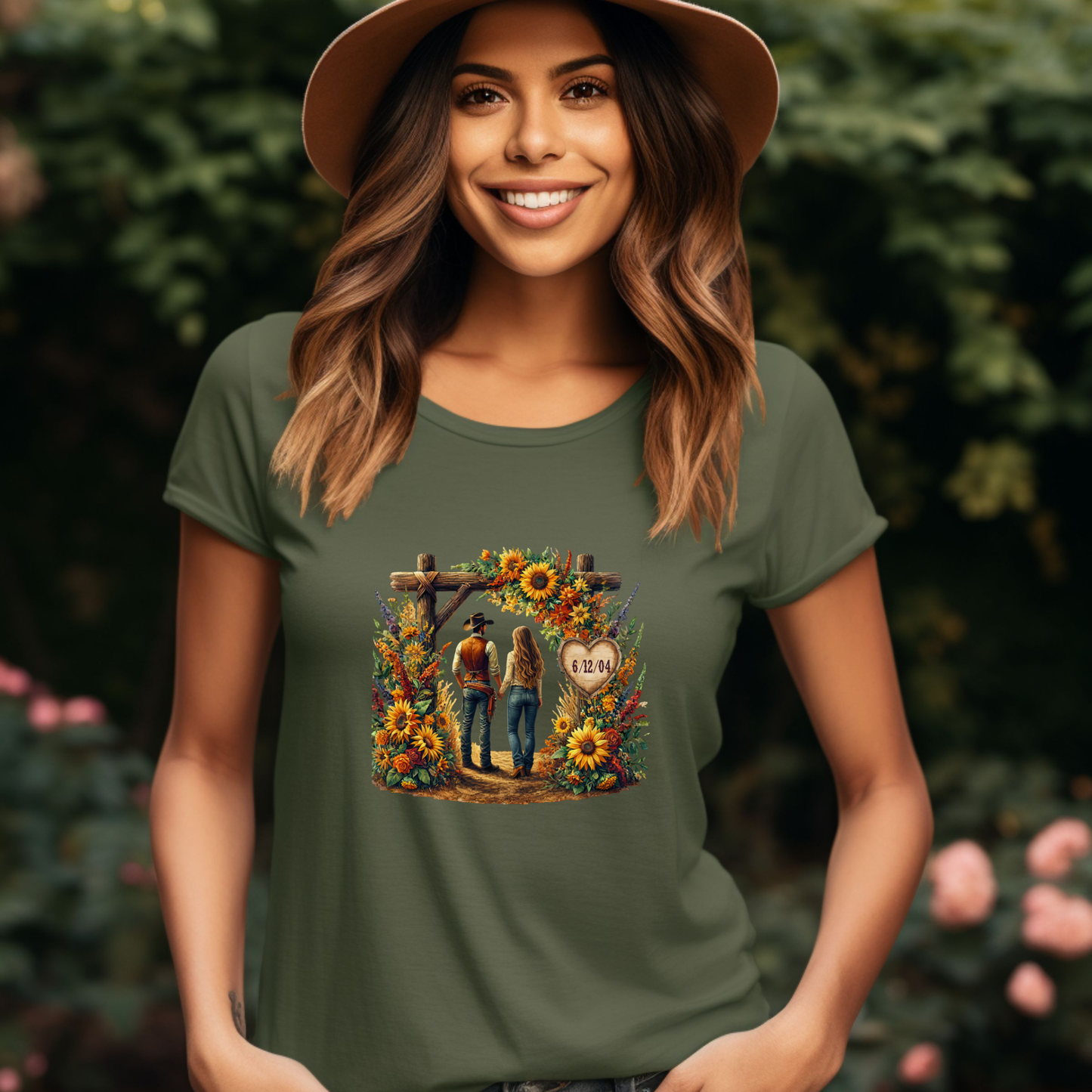 Cowboy and Cowgirl with Sunflowers