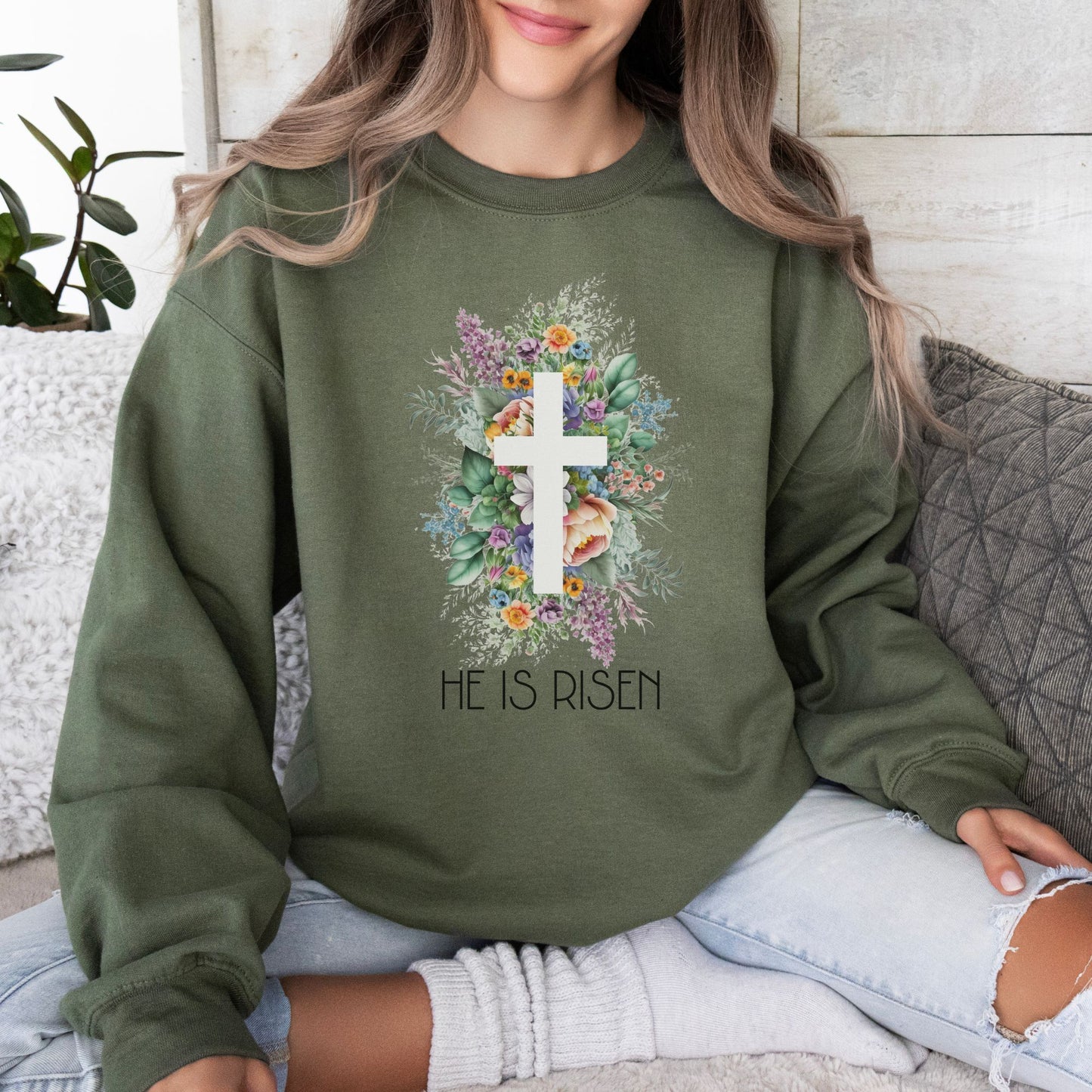 He Is Risen Christian Apparel gifts for women, Bible Verse Shirtshirt, Christian Gifts, Christian Streetwear, Bible Verse Crewneck, Floral Crewneck