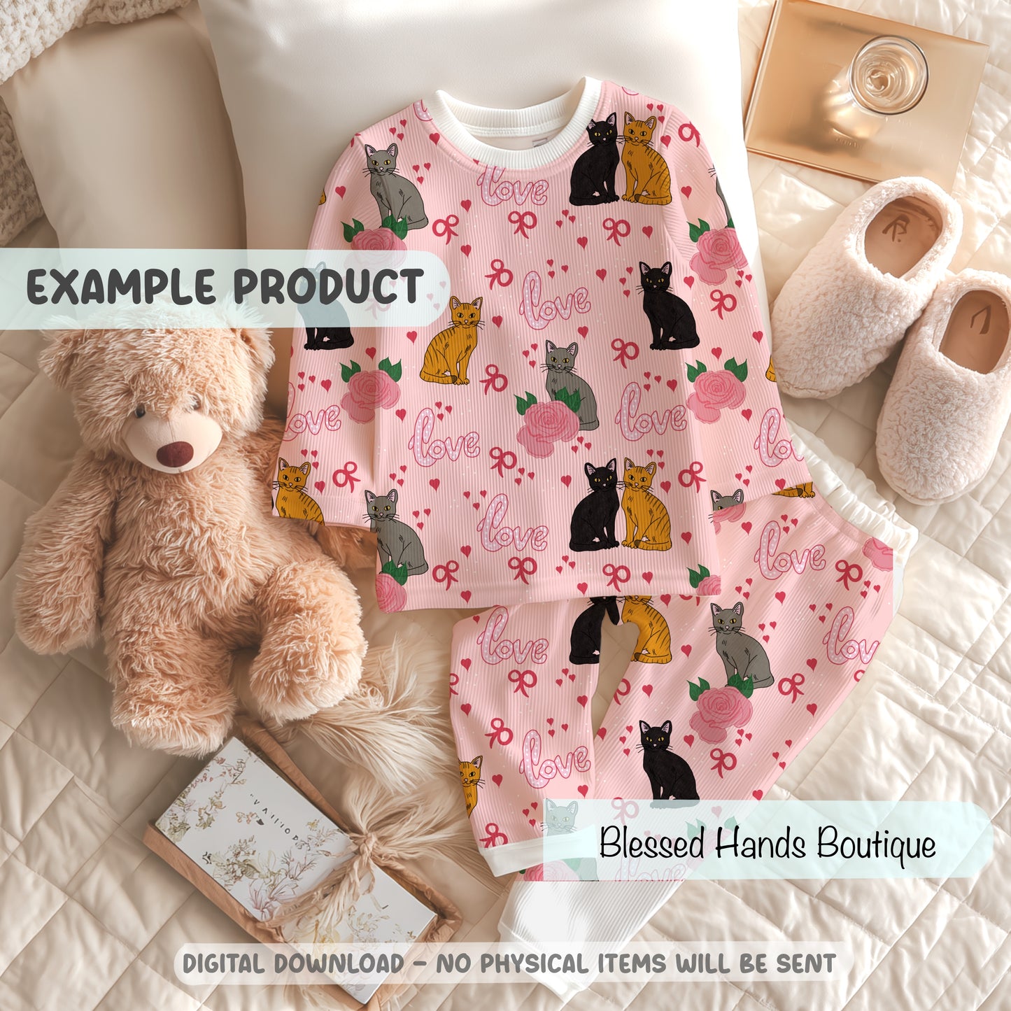 Hand‑Drawn Cat Seamless Pattern PNG | Coquette Kitty & Bow Digital Paper for Sublimation, Valentine’s Day Aesthetic (Copy)