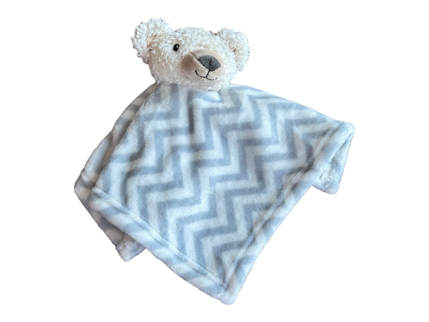 Bear Gray And White Strips Baby Security Blanket