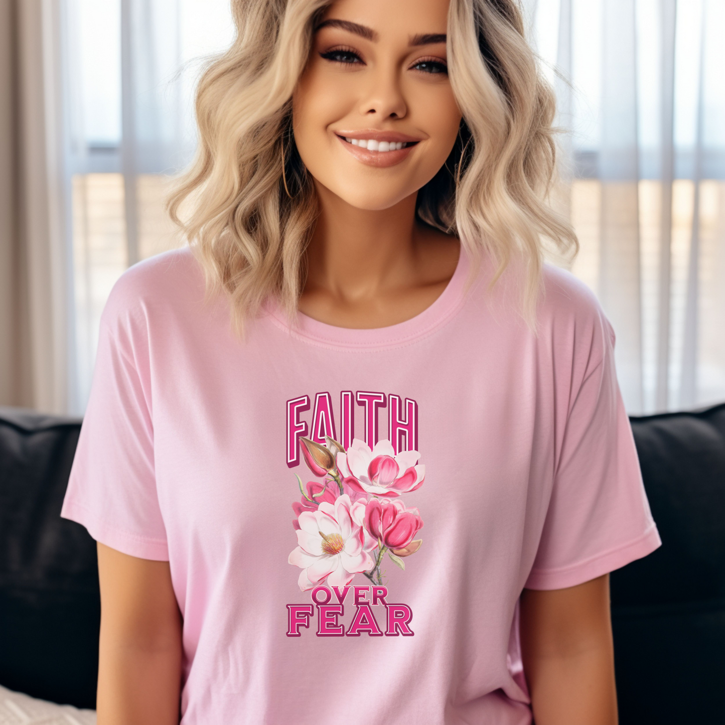 Faith Over Fear Christian Apparel gifts for women, Bible Verse Shirt, Christian Gifts, Christian Streetwear, Bible Verse Christian Floral Bible Shirt