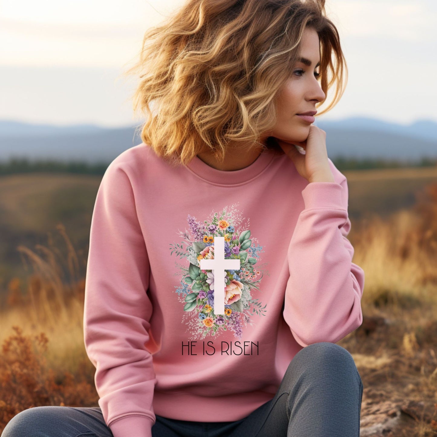 He Is Risen Christian Apparel gifts for women, Bible Verse Shirtshirt, Christian Gifts, Christian Streetwear, Bible Verse Crewneck, Floral Crewneck