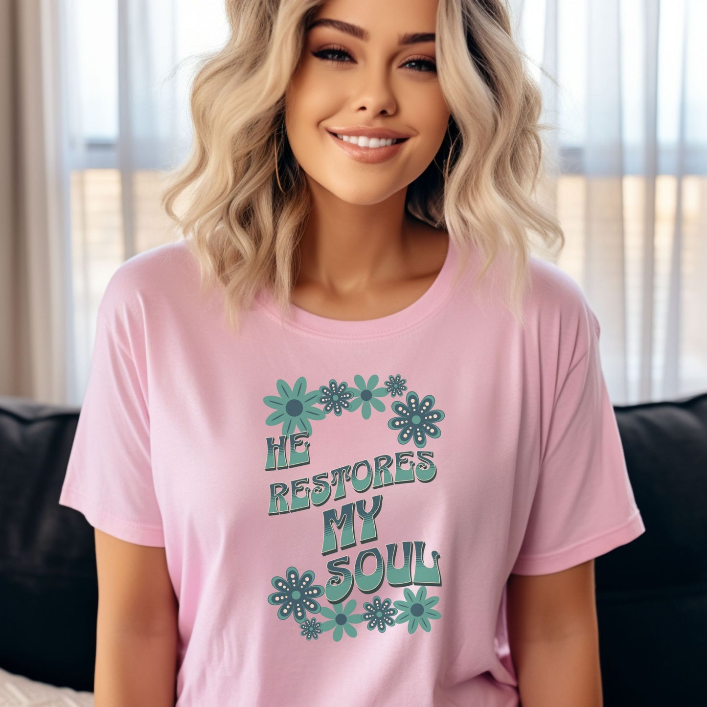 He Restores My Soul Christian Apparel gifts for women, Bible Verse Shirt, Christian Gifts, Christian Streetwear, Bible Verse Christian, Floral Bible Shirt