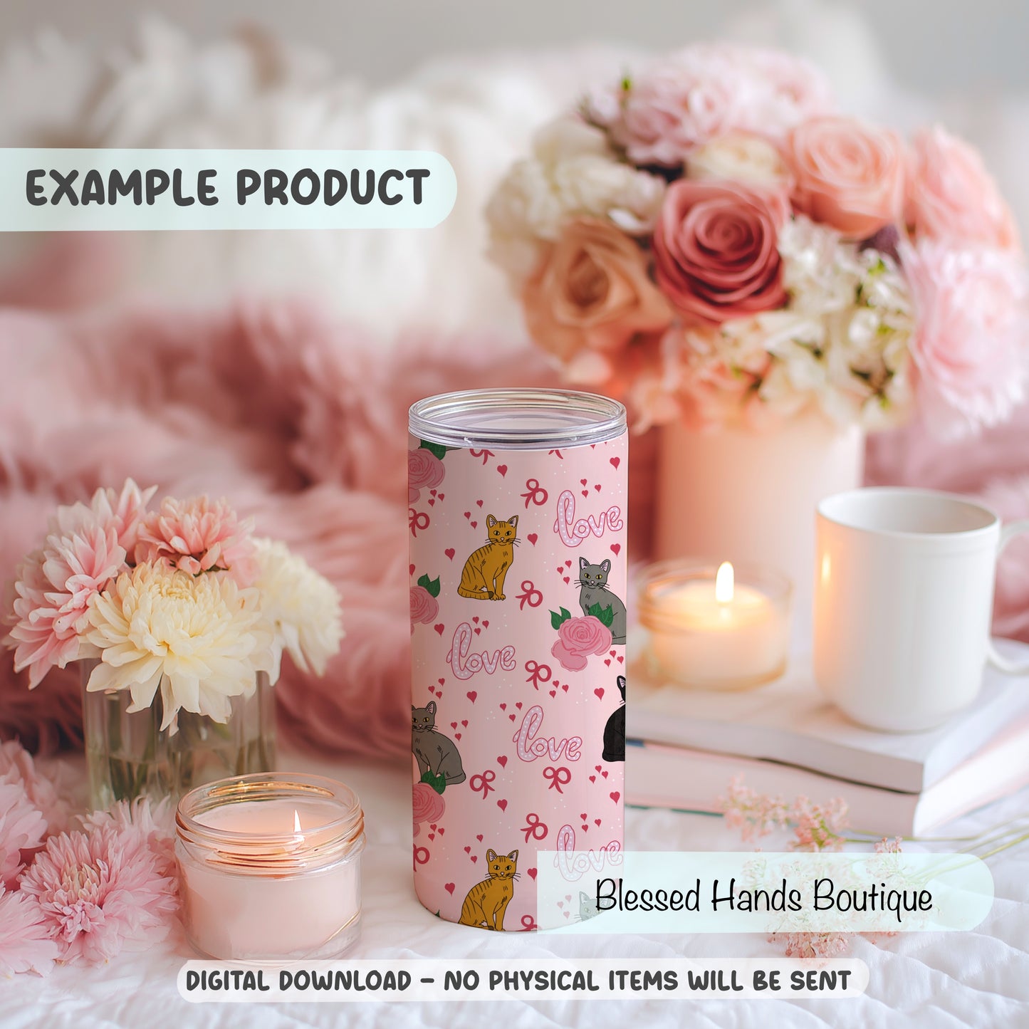 Hand‑Drawn Cat Seamless Pattern PNG | Coquette Kitty & Bow Digital Paper for Sublimation, Valentine’s Day Aesthetic (Copy)