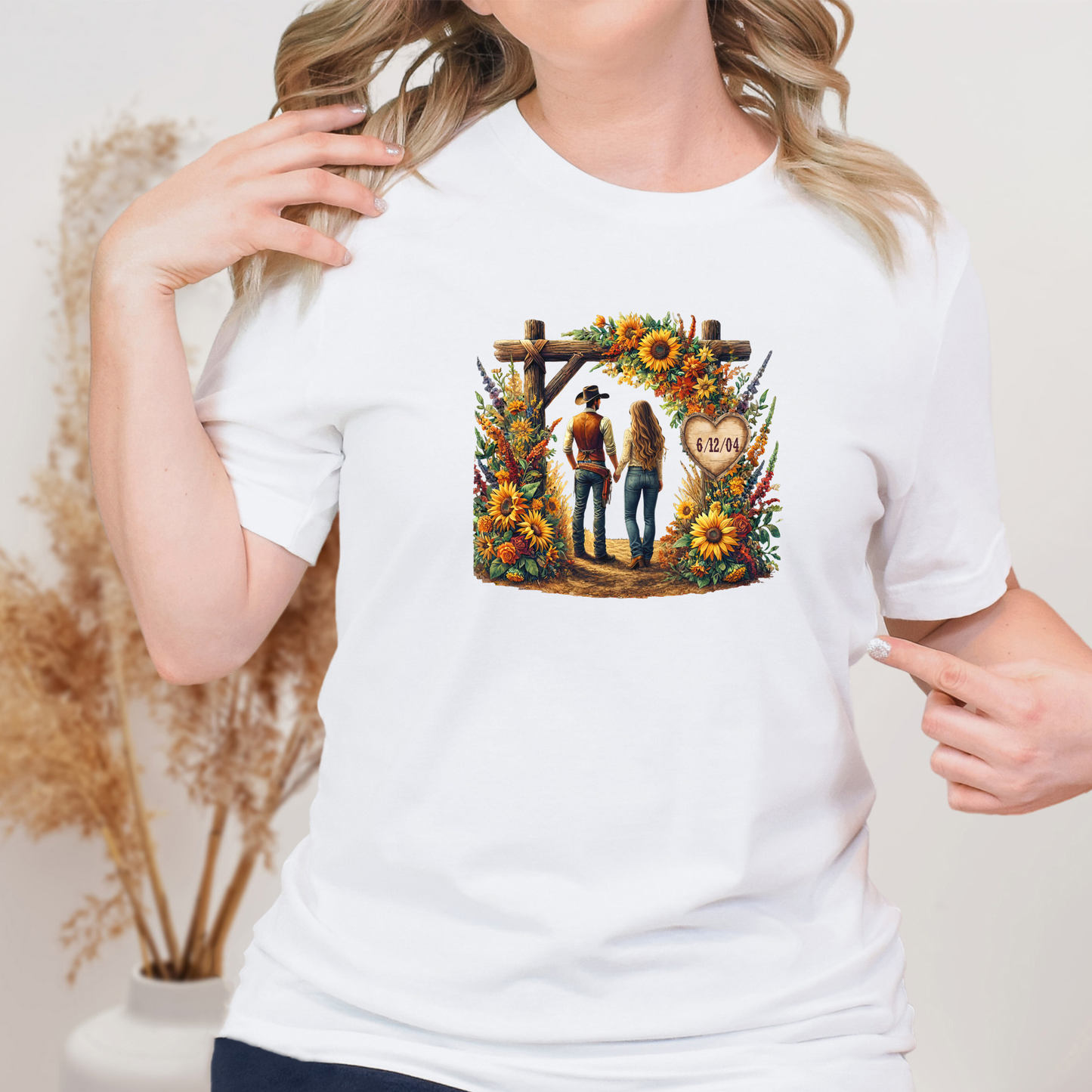 Cowboy and Cowgirl with Sunflowers