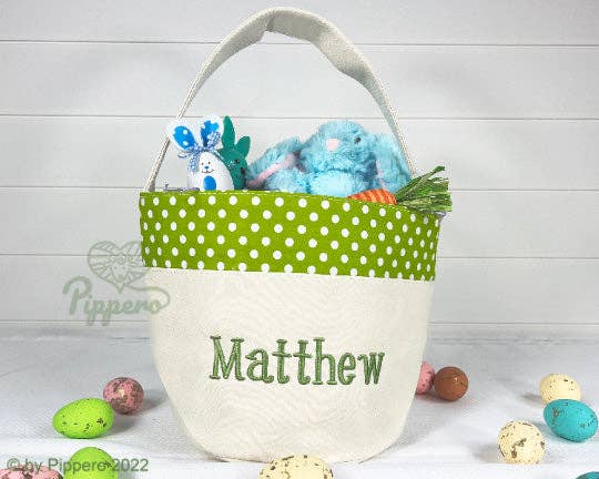Personalized Embroidered Easter Baskets – Custom Name Easter Baskets for Kids & Babies